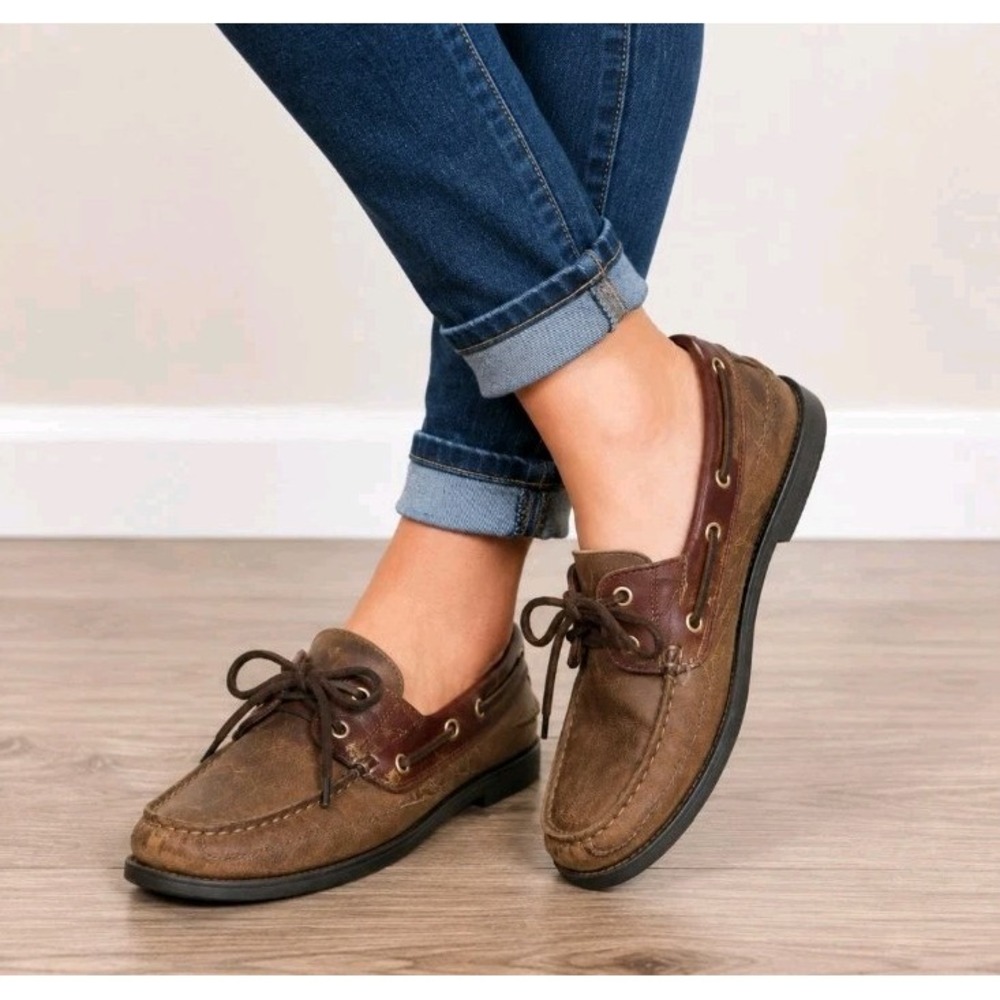 Bass Harry II Leather Boat Shoes Brown Moc Toe Men's 7.5M  Casual Deck 1670-230